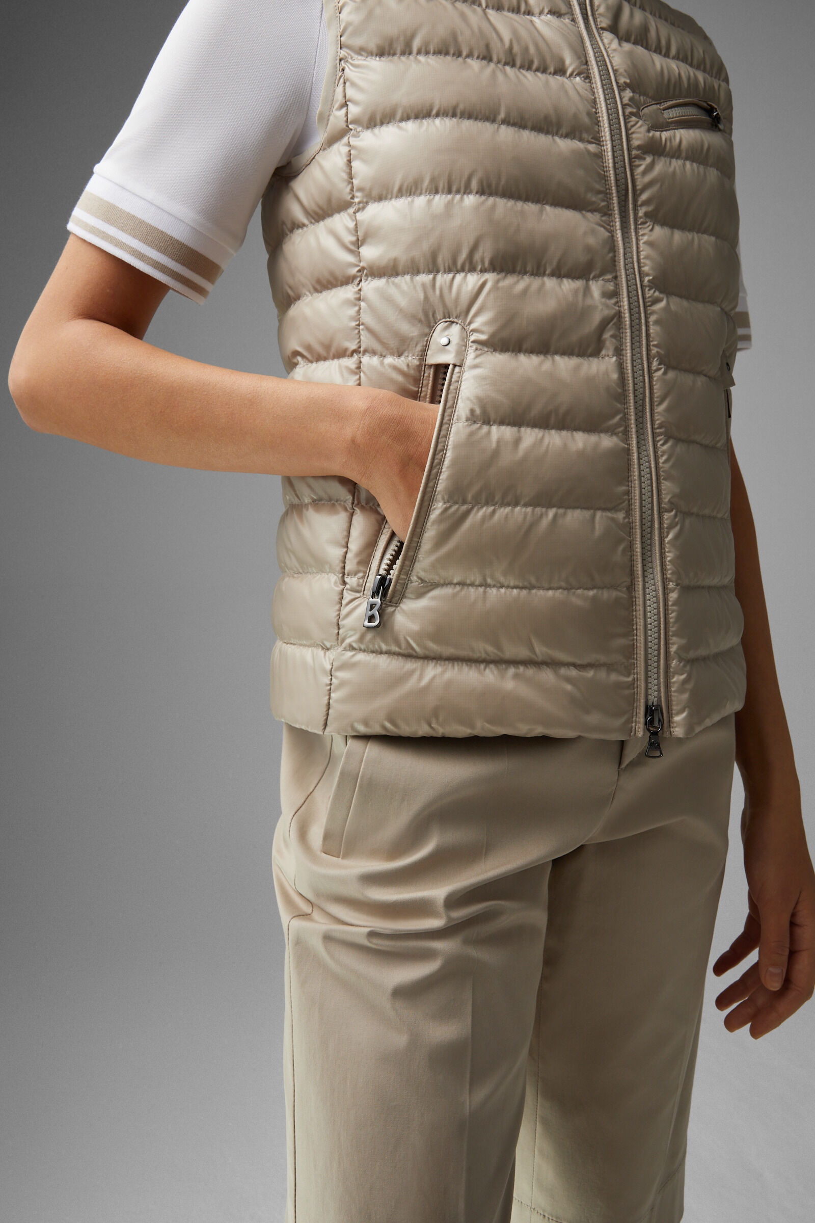 Florisa lightweight down vest in Beige - 6