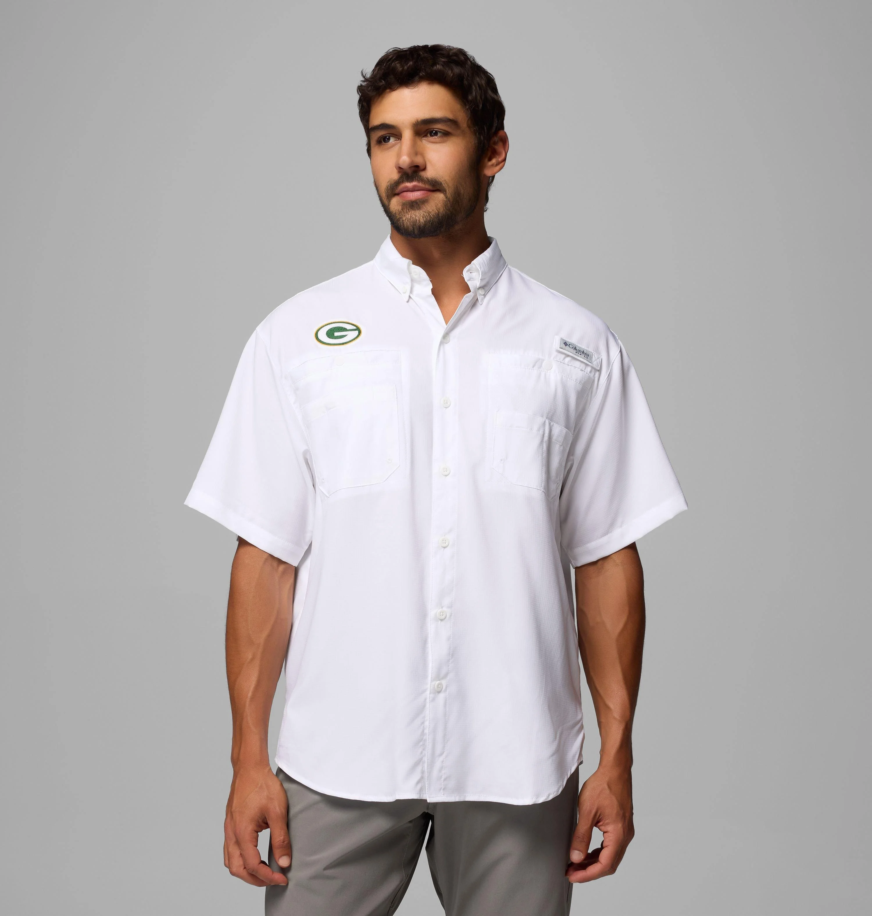 Men's PFG Tamiami Short Sleeve Shirt - Green Bay Packers - 1