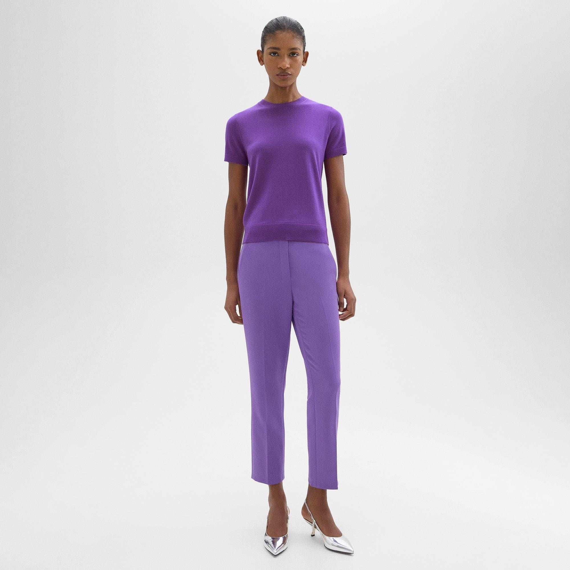High-Waist Slim Crop Pant in Admiral Crepe - 2