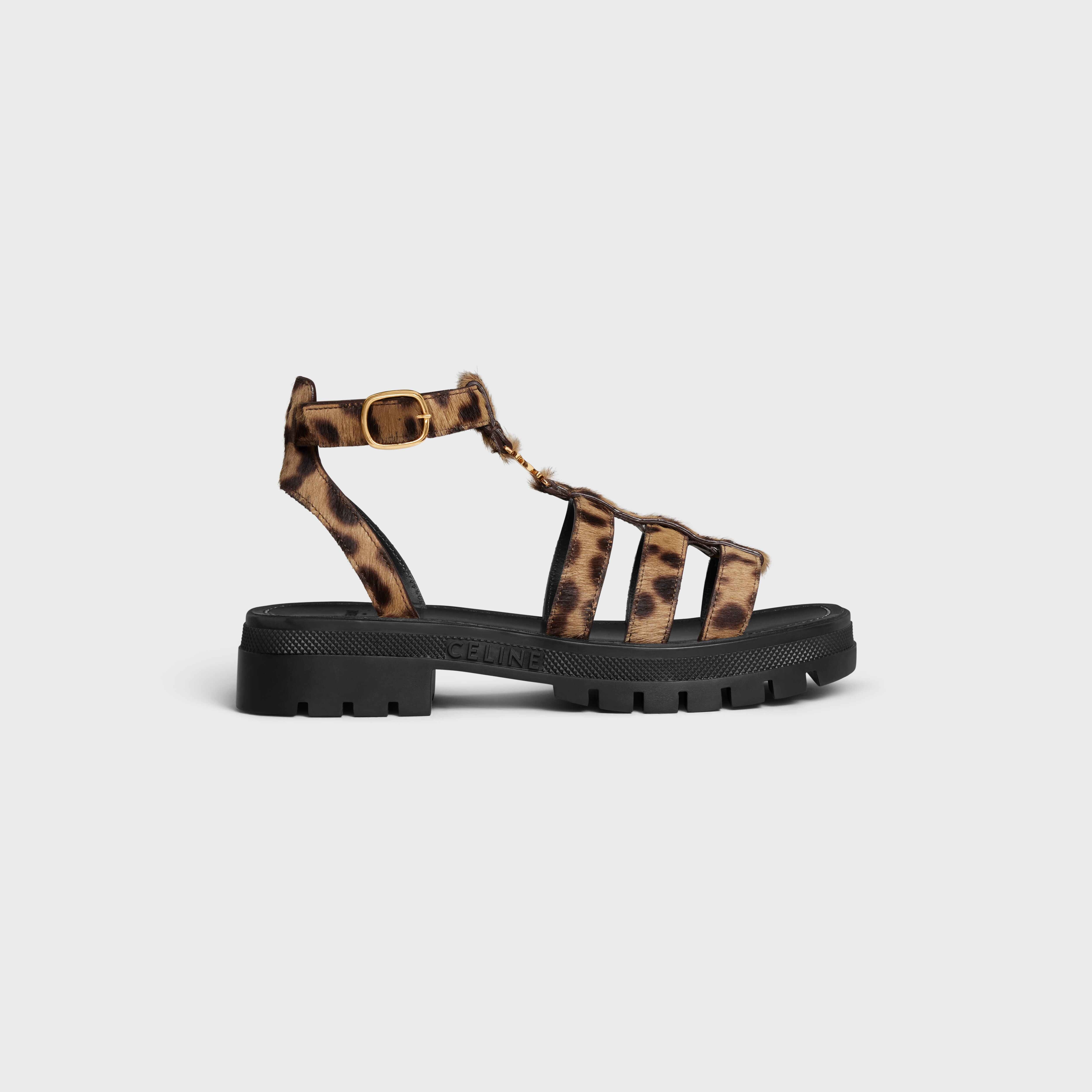 CELINE CLEA TRIOMPHE GLADIATOR SANDAL in LEOPARD PRINTED HAIRY CALFSKIN - 1