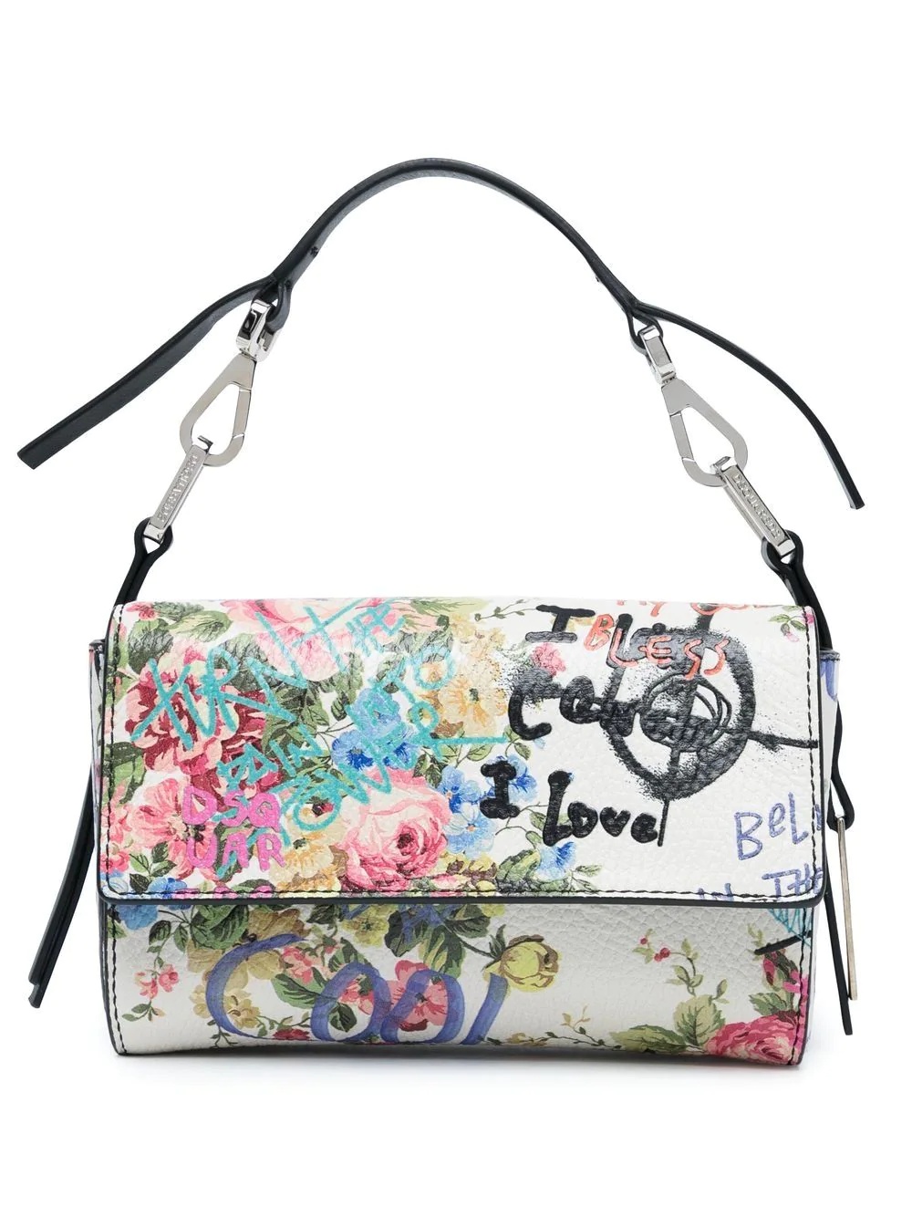 floral graffiti-print crossbody bag - 1