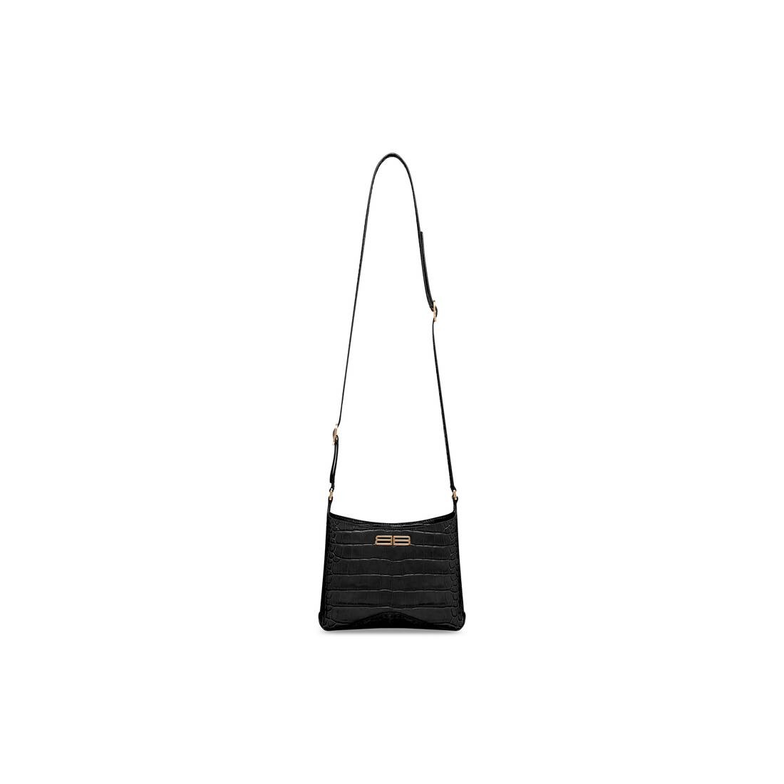Women's Xx Small Hobo Bag Crocodile Embossed in Black - 6