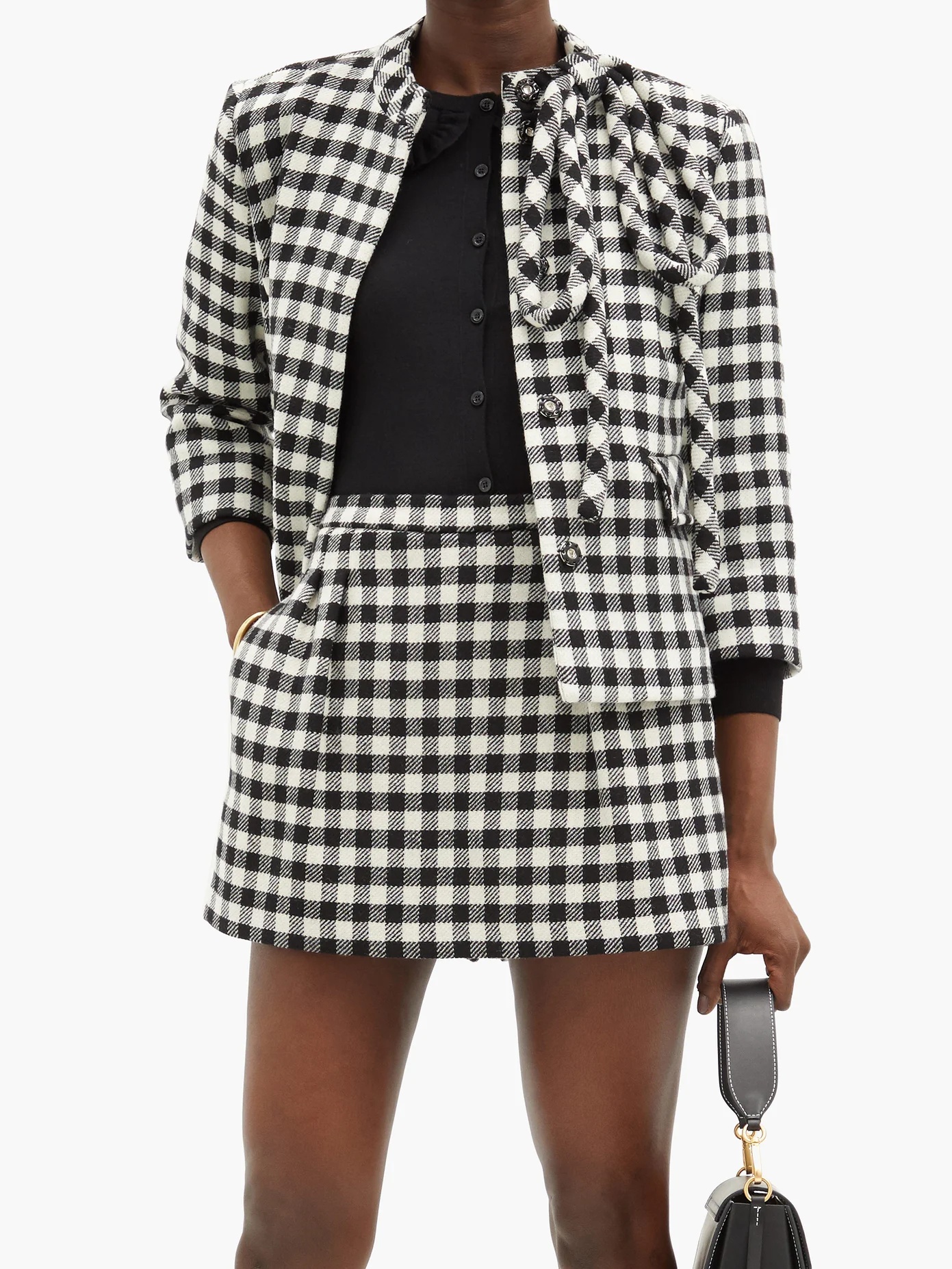 Checked wool-blend skort - 6