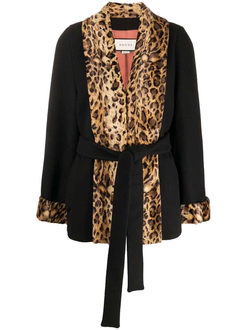 leopard panels coat - 1