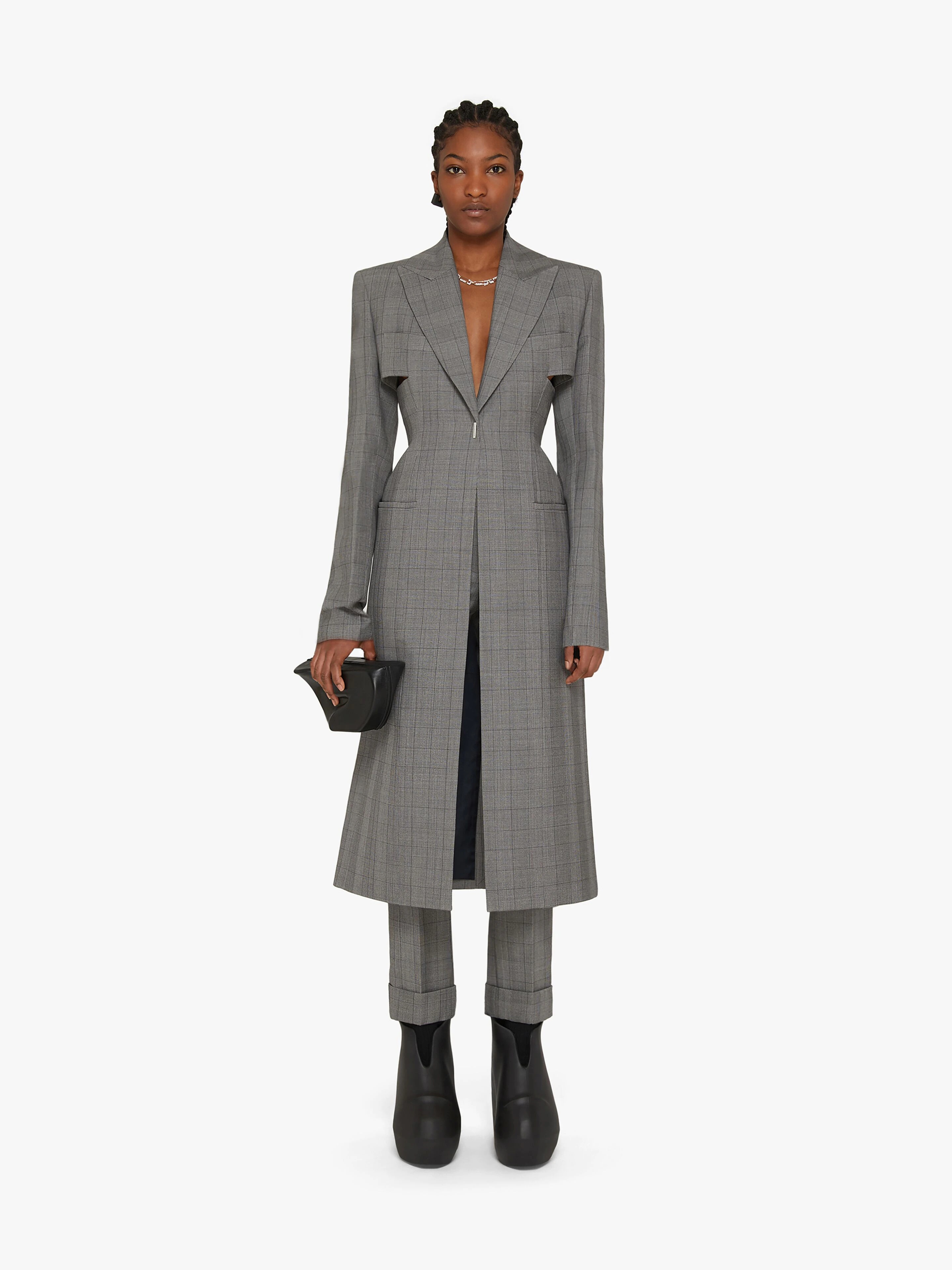 OVERSIZED FITTED COAT WITH GRAPHIC CUTS OUT - 2