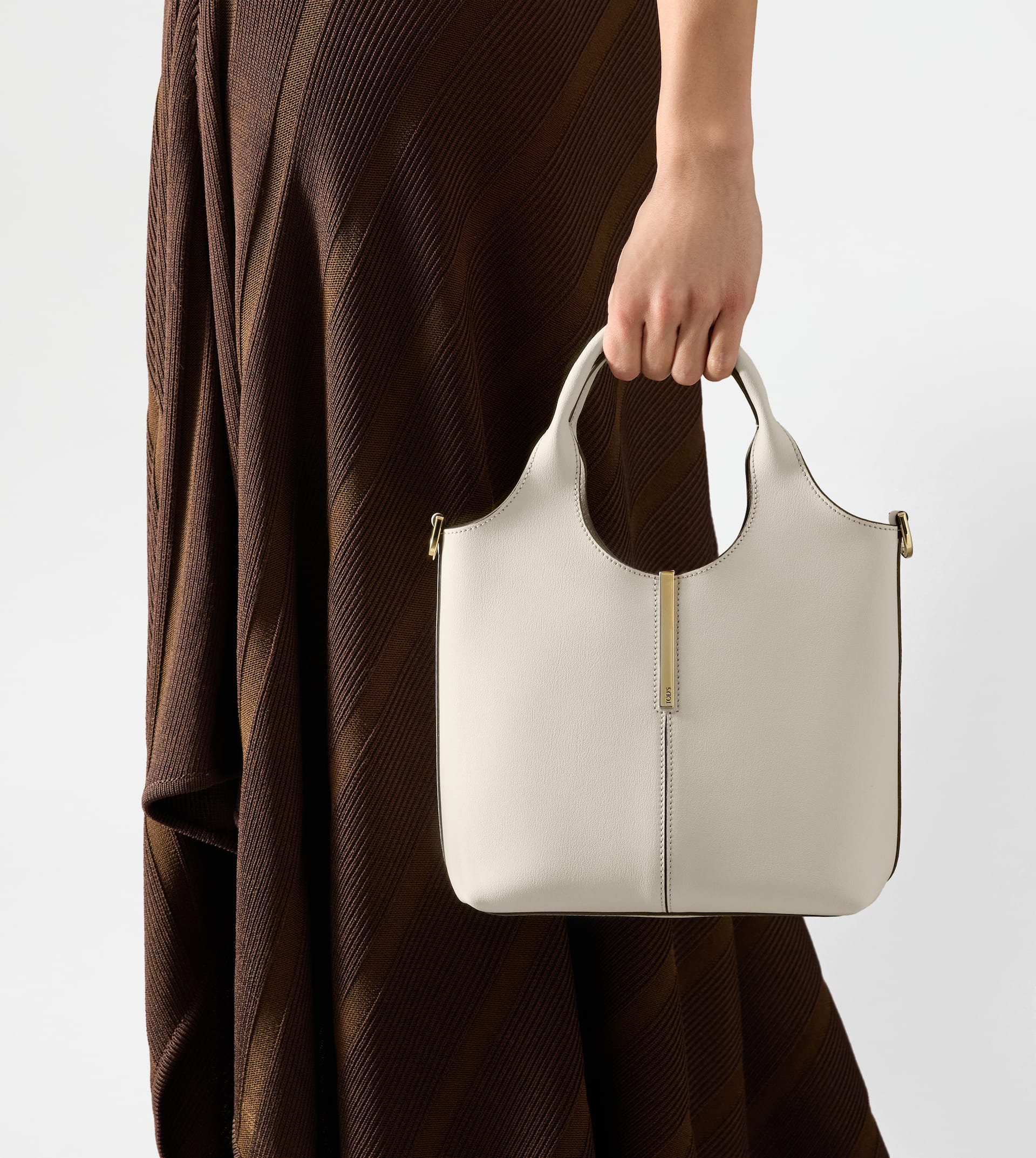 TOTE SHOPPING BAG IN LEATHER MINI - WHITE - 6