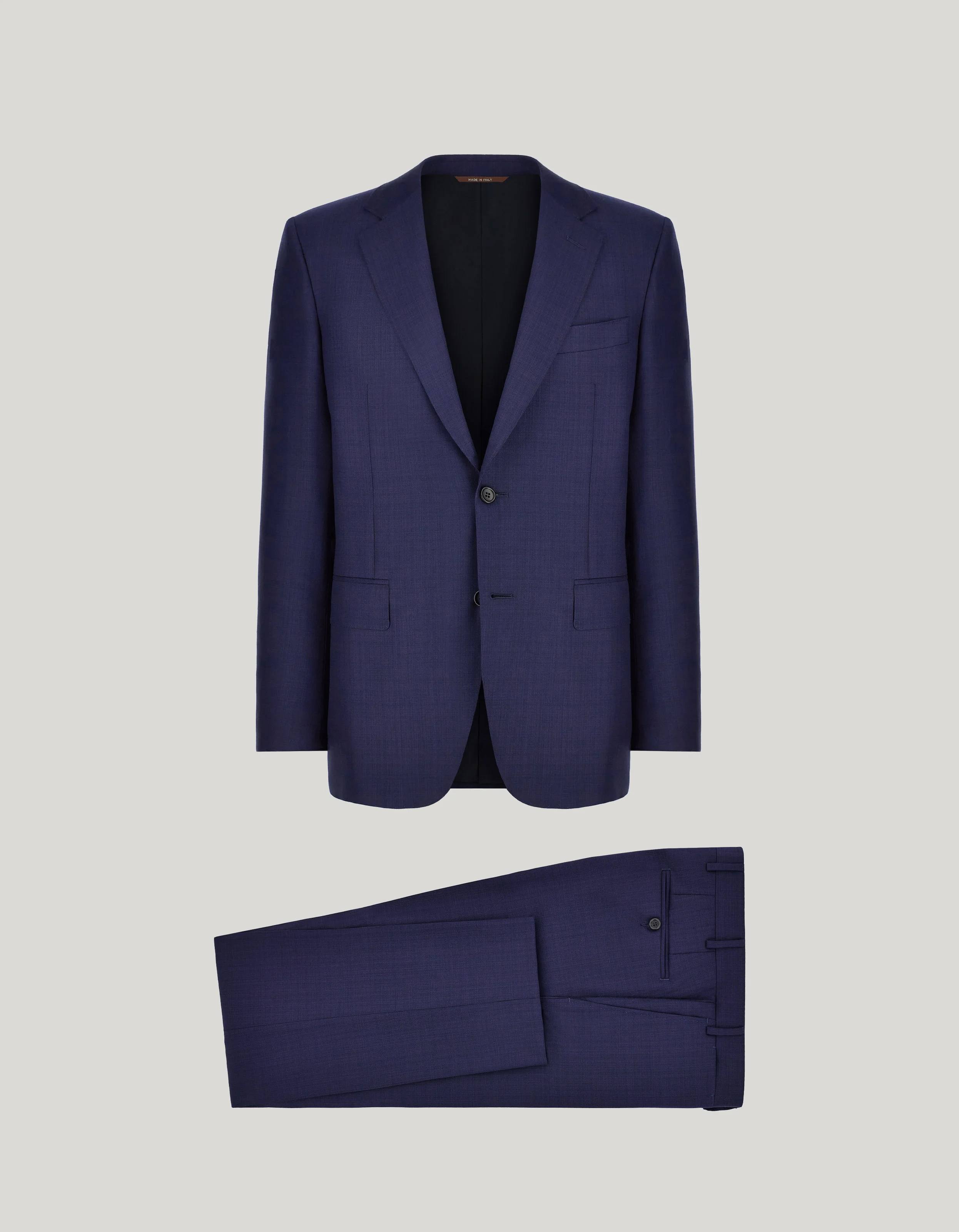 BLUE PURE WOOL SUIT WITH SINGLE-BREASTED TWO-BUTTON JACKET - 1