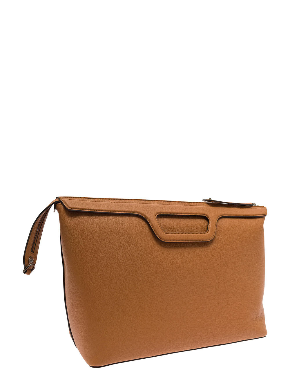 Fendi Men 'Duffle' Brown Handlebag With Front Metal Logo In Full-Grain Leather - 2