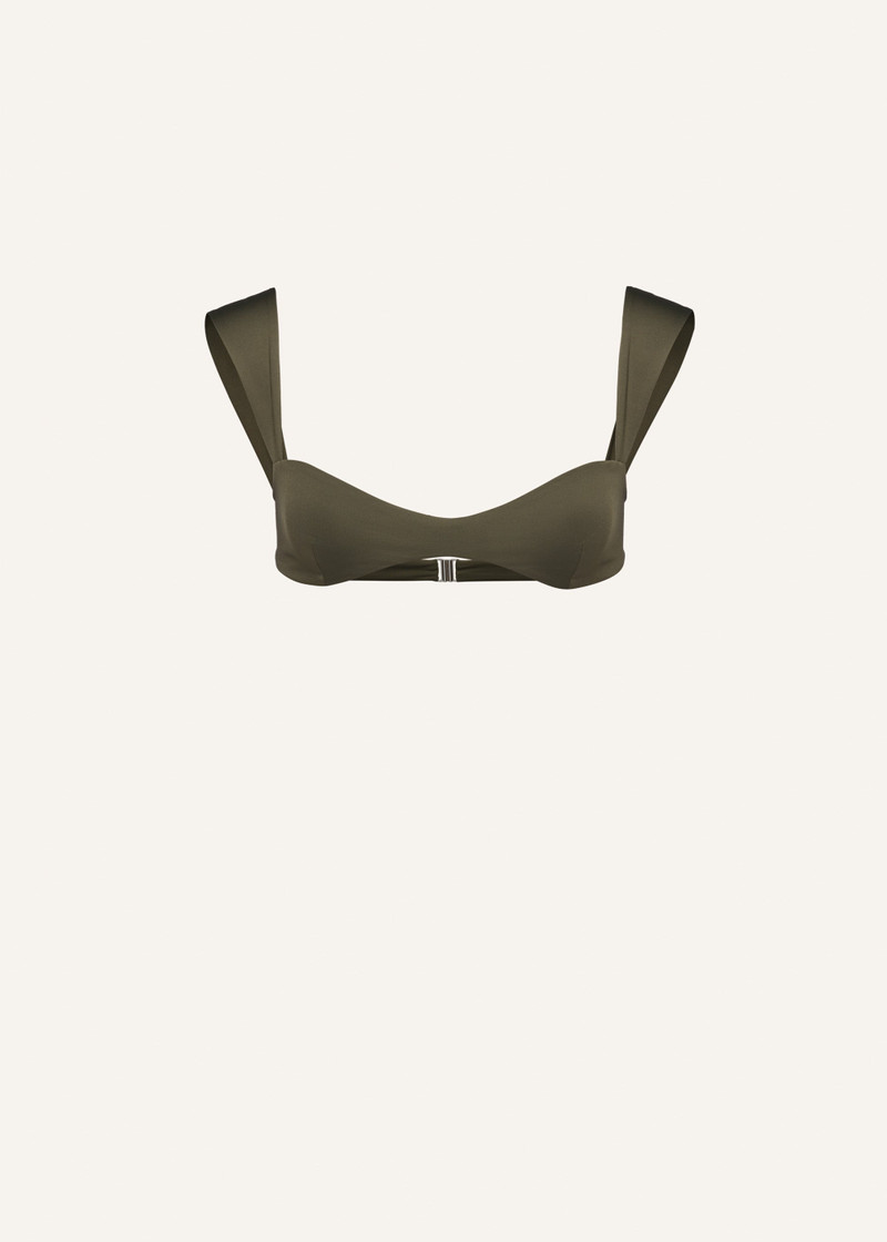 Retro bustier swim top in khaki 1