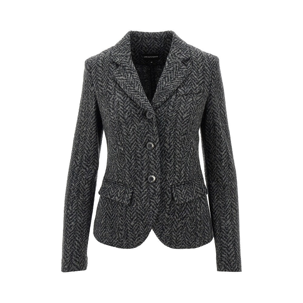 CHEVRON WOOL-BLEND SINGLE-BREASTED JACKET - 1