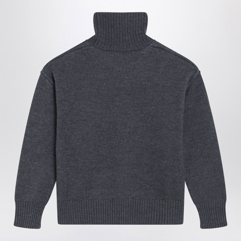Ami Paris Turtleneck Sweater Ami De Coeur Grey Women - 2