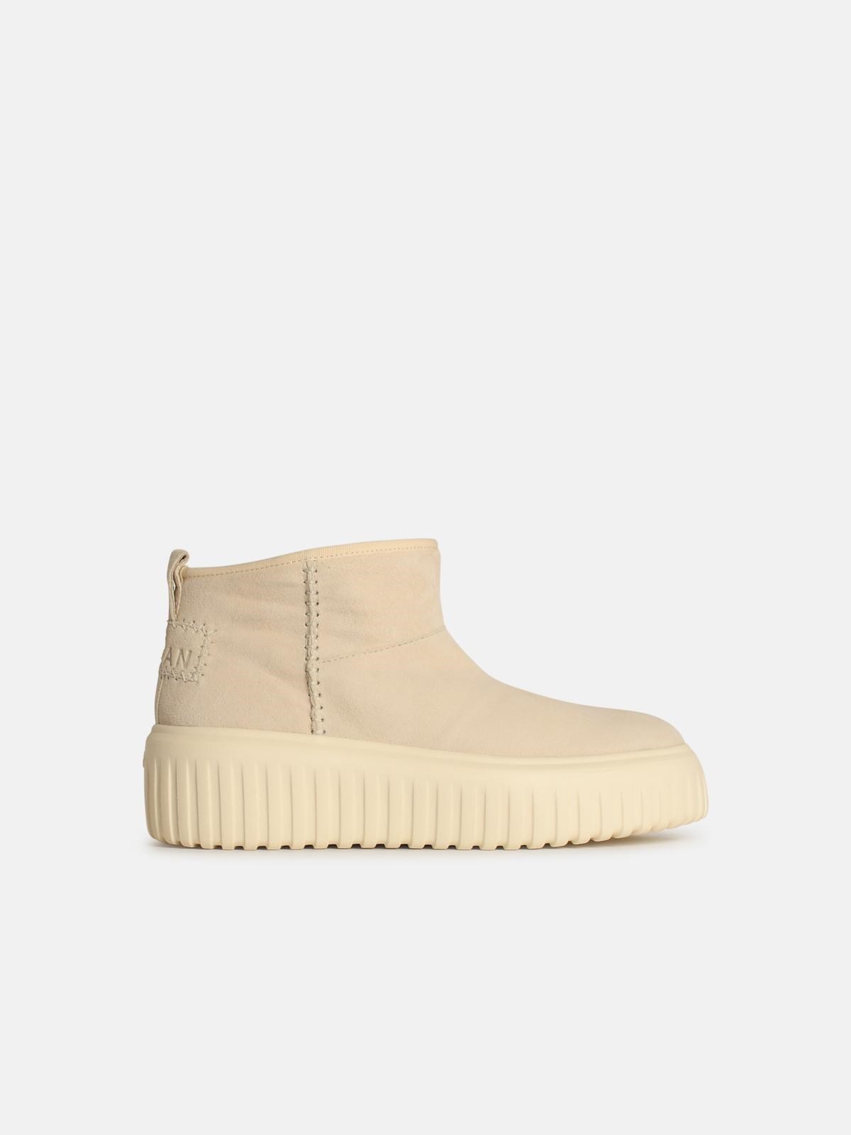 'H645' CREAM LEATHER ANKLE BOOTS - 1