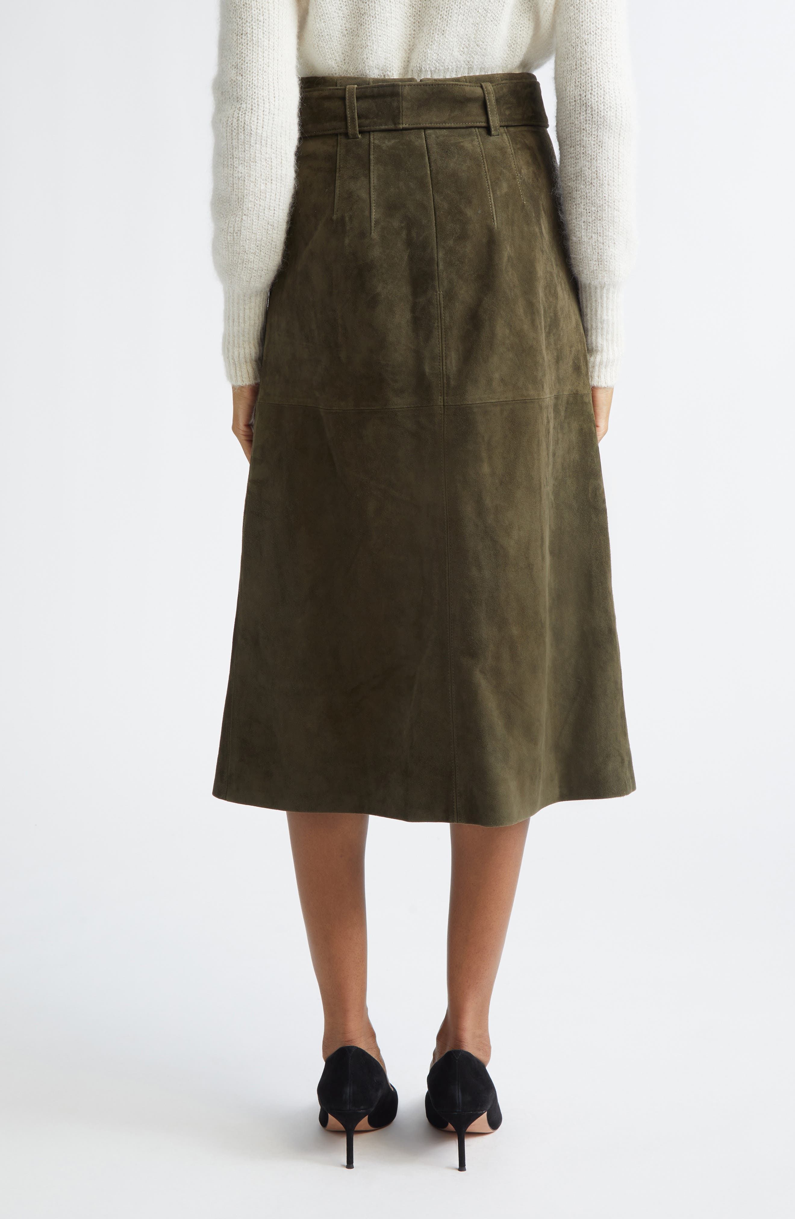 Veronica Beard Alexie Suede Skirt in Cypress at Nordstrom - 3