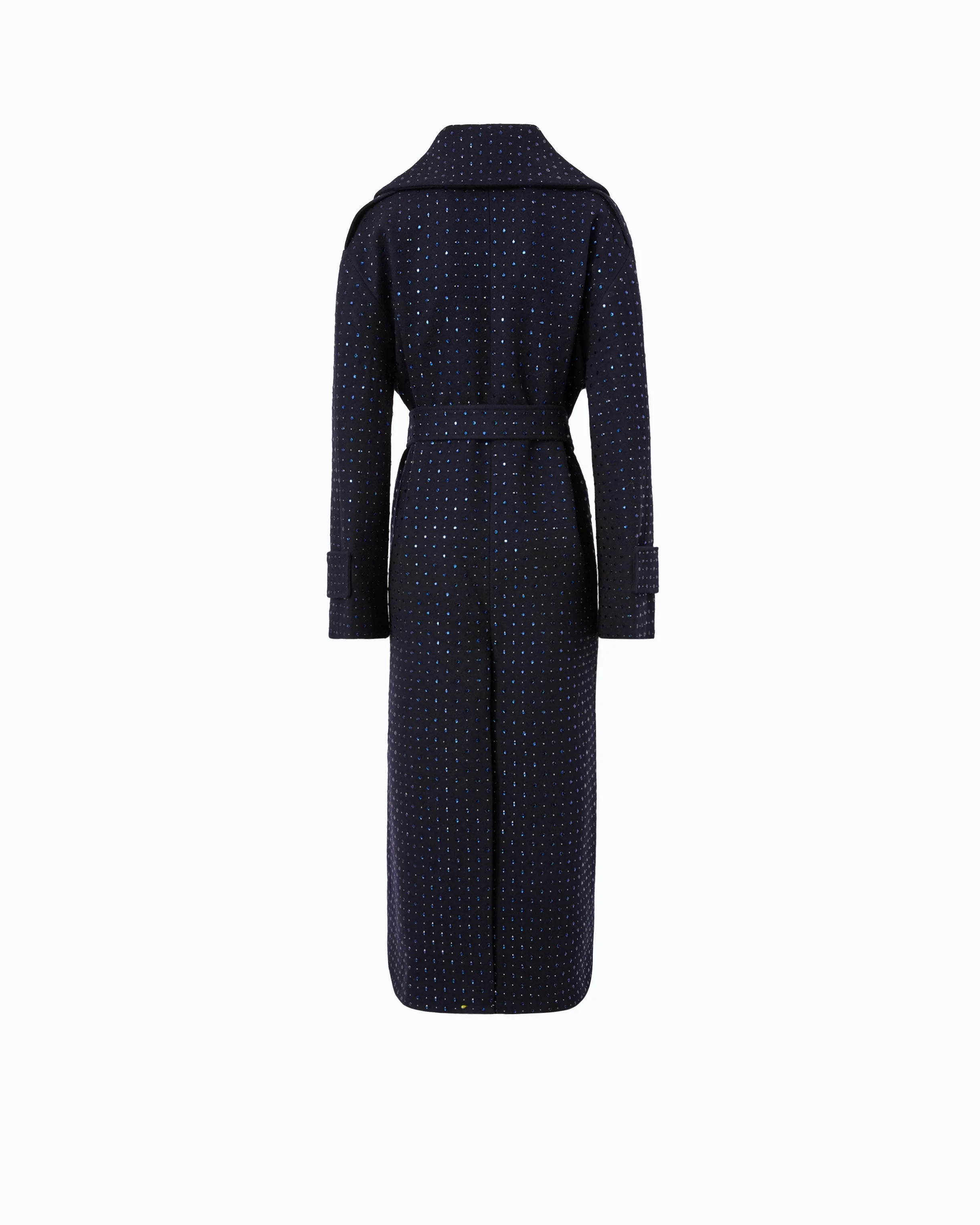 FULLY RHINESTONED LONG WOOL COAT - 1