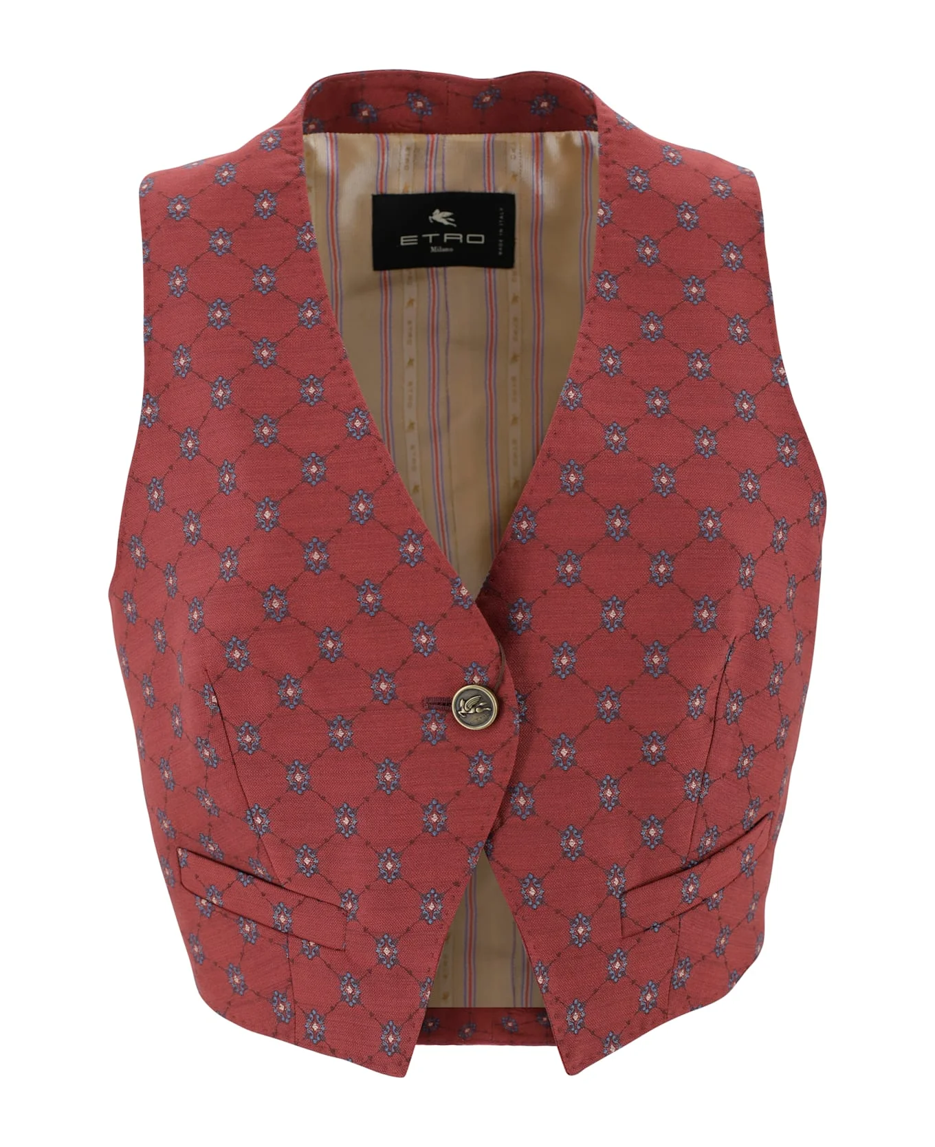 Embroidered Wool Blend Vest - 1