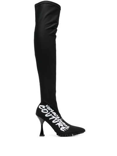 VERSACE JEANS COUTURE logo-print thigh-length boots outlook