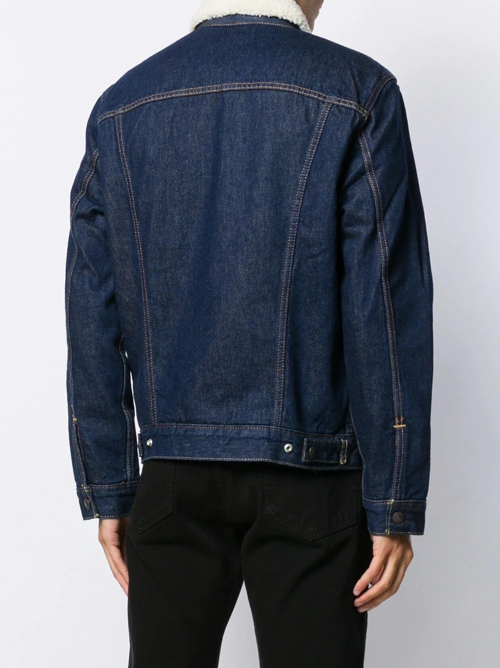 shearling denim jacket - 4