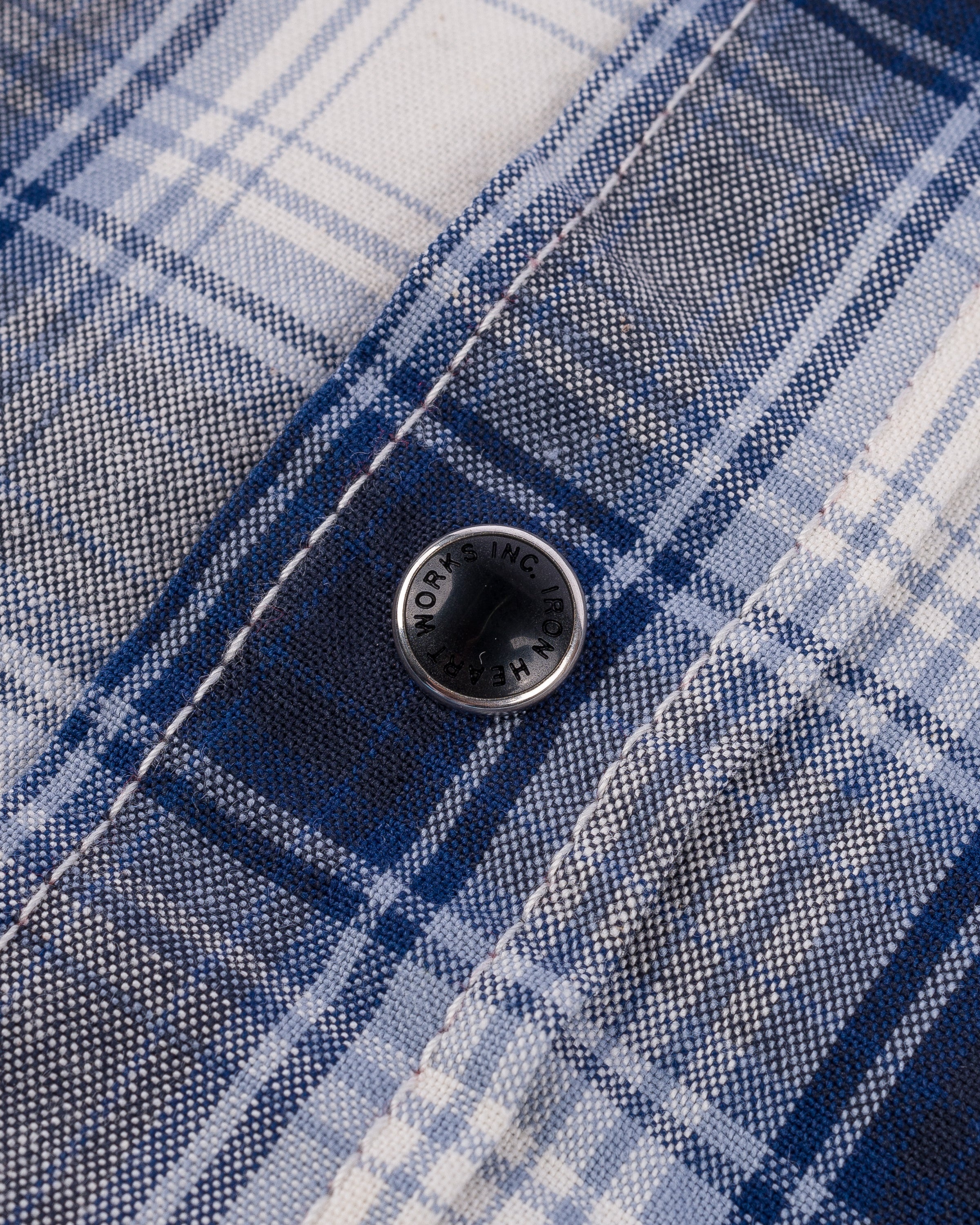 5OZ SELVEDGE SHORT SLEEVED MADRAS CHECK WESTERN SHIRT - BLUE - 10