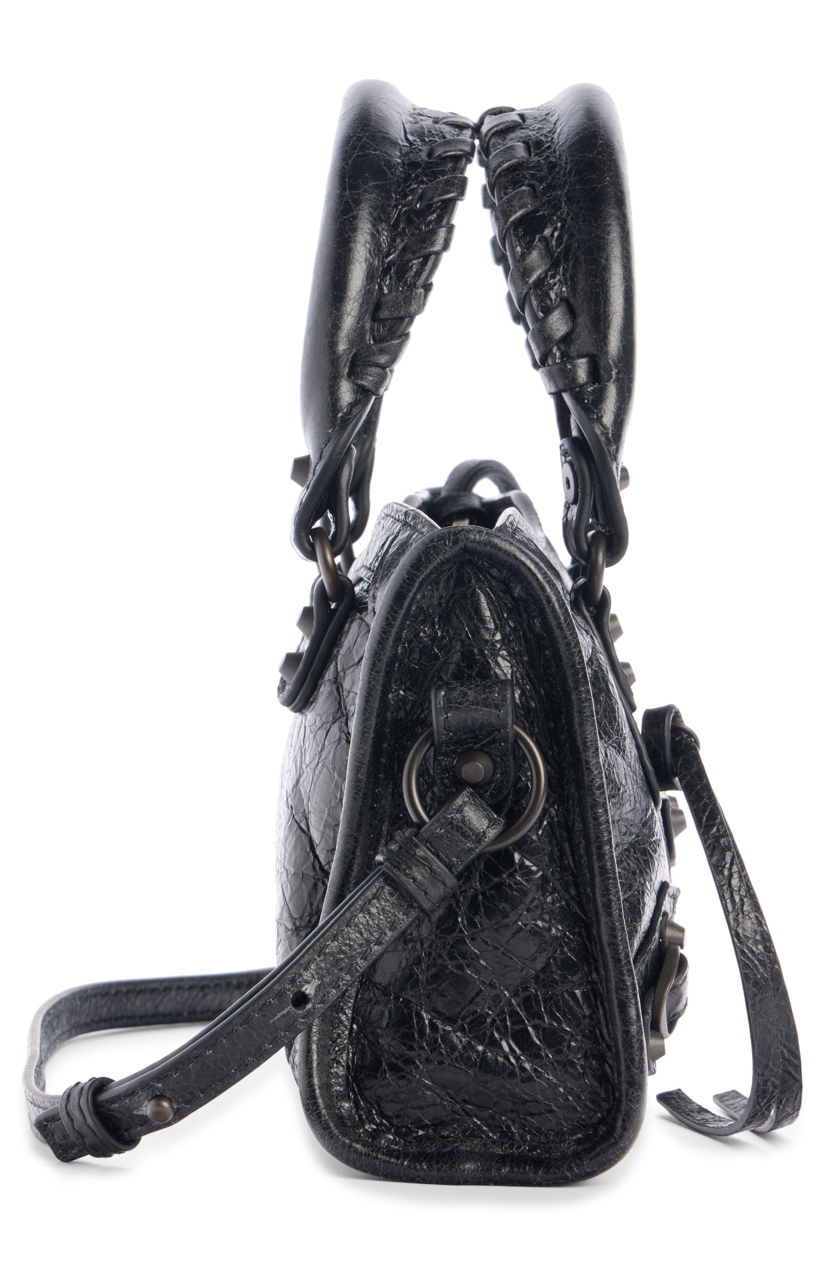 Balenciaga Nano Le City Leather Convertible Crossbody Bag in 1000 Black at Nordstrom - 4