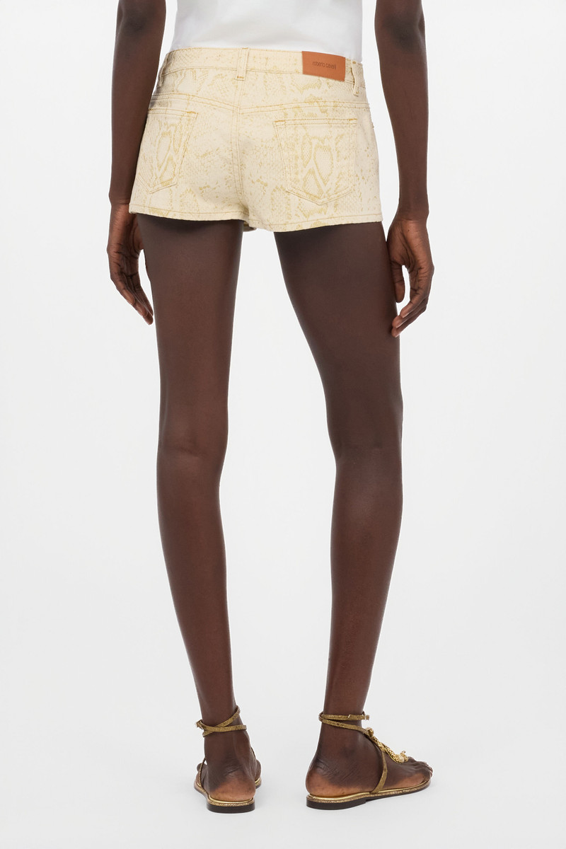 White Micro Shorts with Gold Python Pattern 4