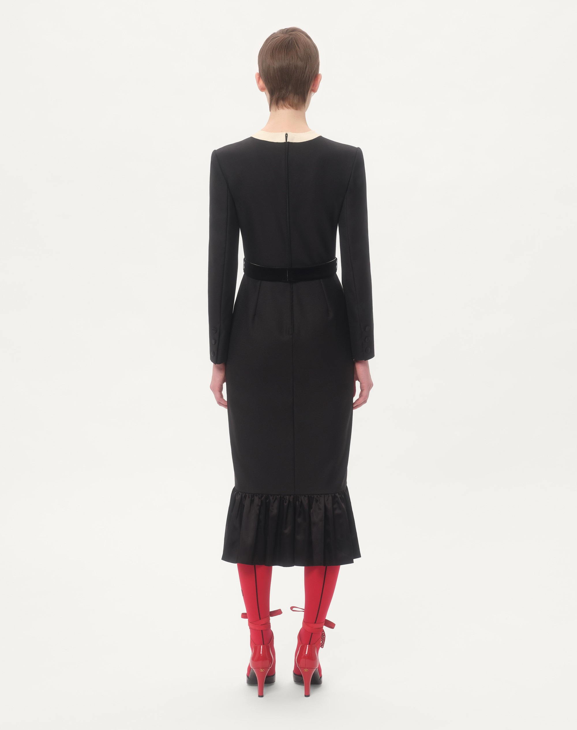 VIRGIN WOOL MIDI DRESS WITH BOWS - 7