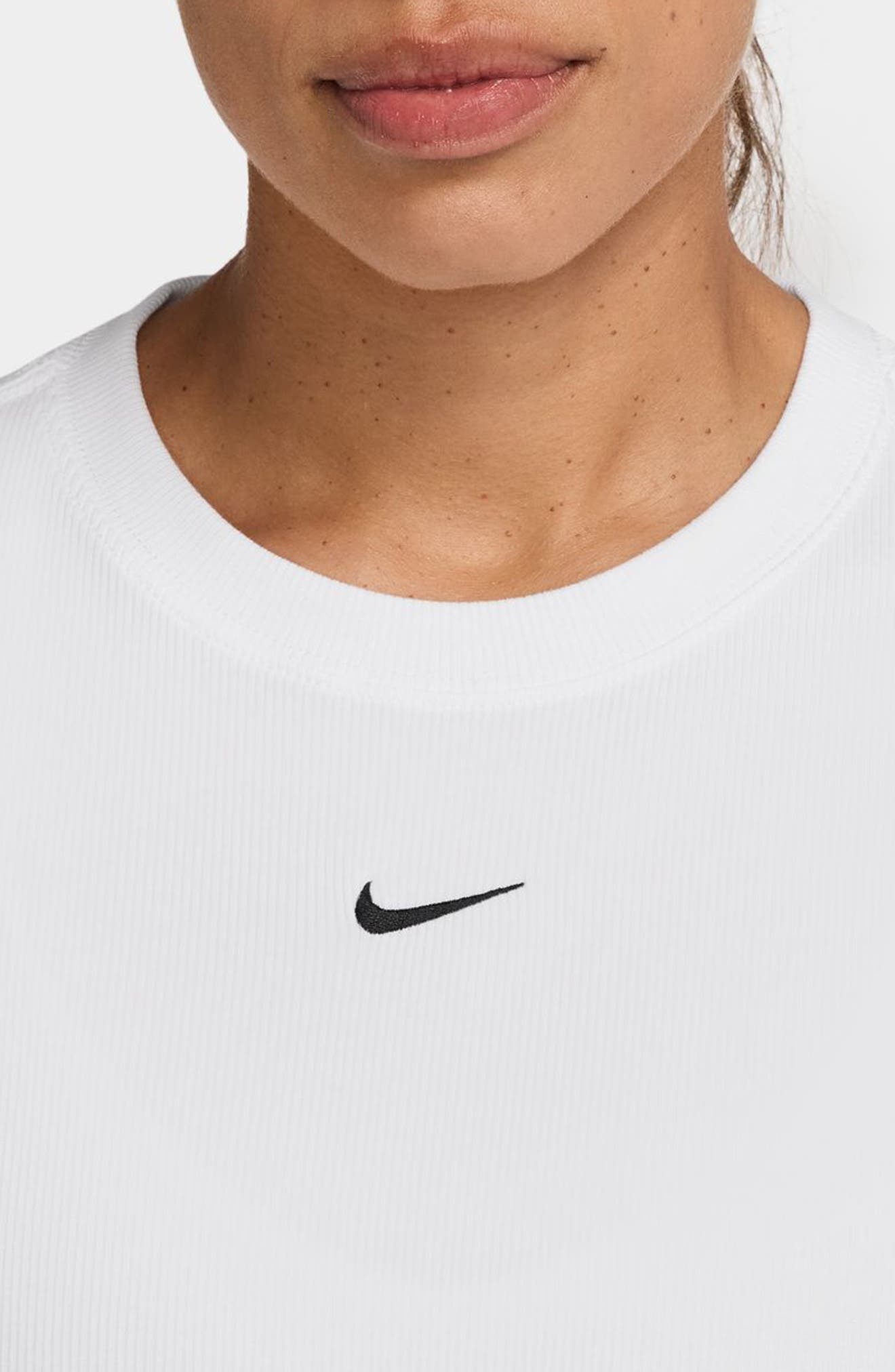 Nike Sportswear Rib Cotton Blend T-Shirt in White at Nordstrom - 3