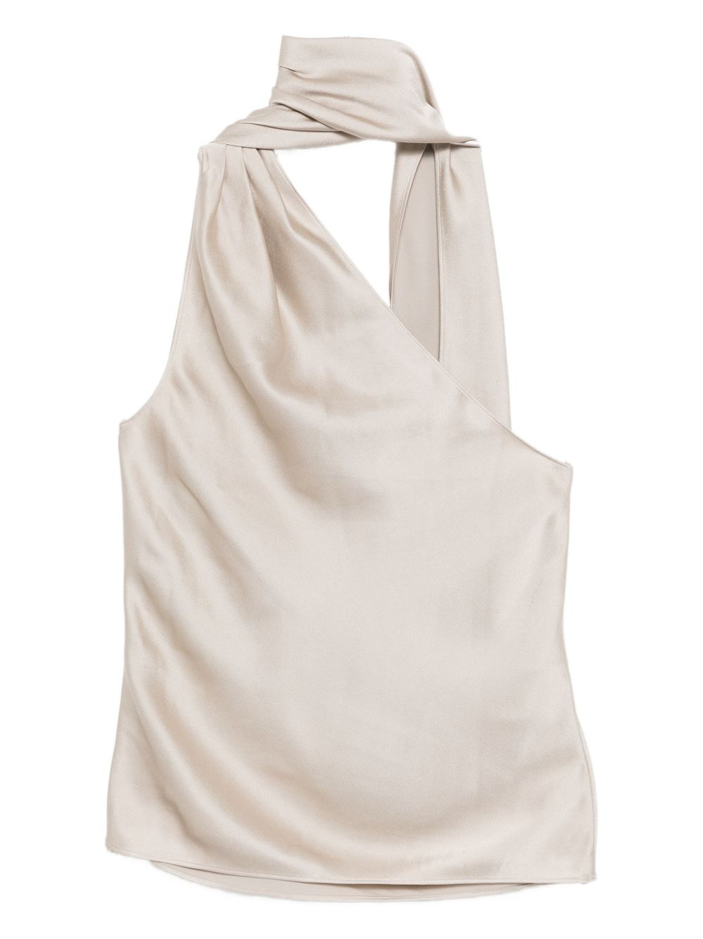 one-shoulder scarf-detail top - 2