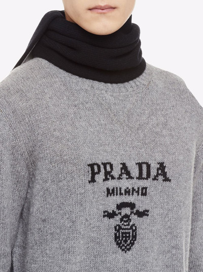 Prada intarsia-knit logo scarf outlook