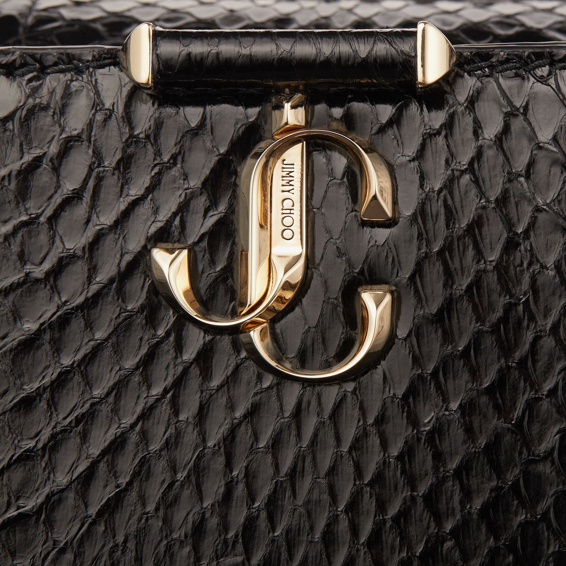 Varenne Top Handle M
Black Elaphe Top Handle Bag with Light Gold JC Emblem - 7