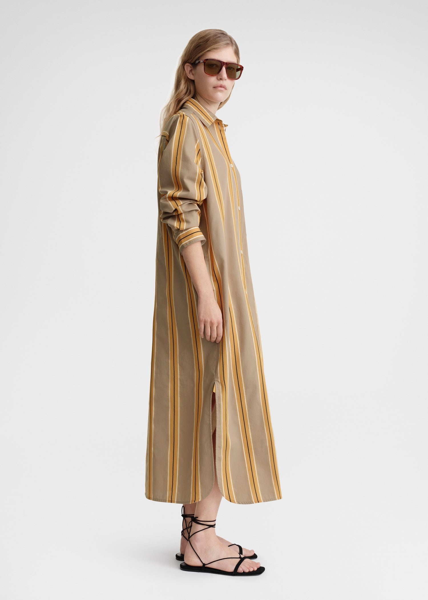 Jacquard-striped tunic dress caramel/cornsilk - 4