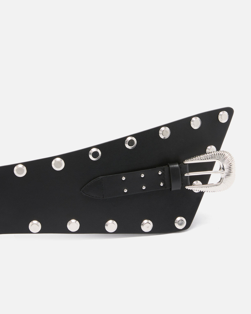 LEATHER BELT WITH STUDS AND STRAP, 15 CM 5