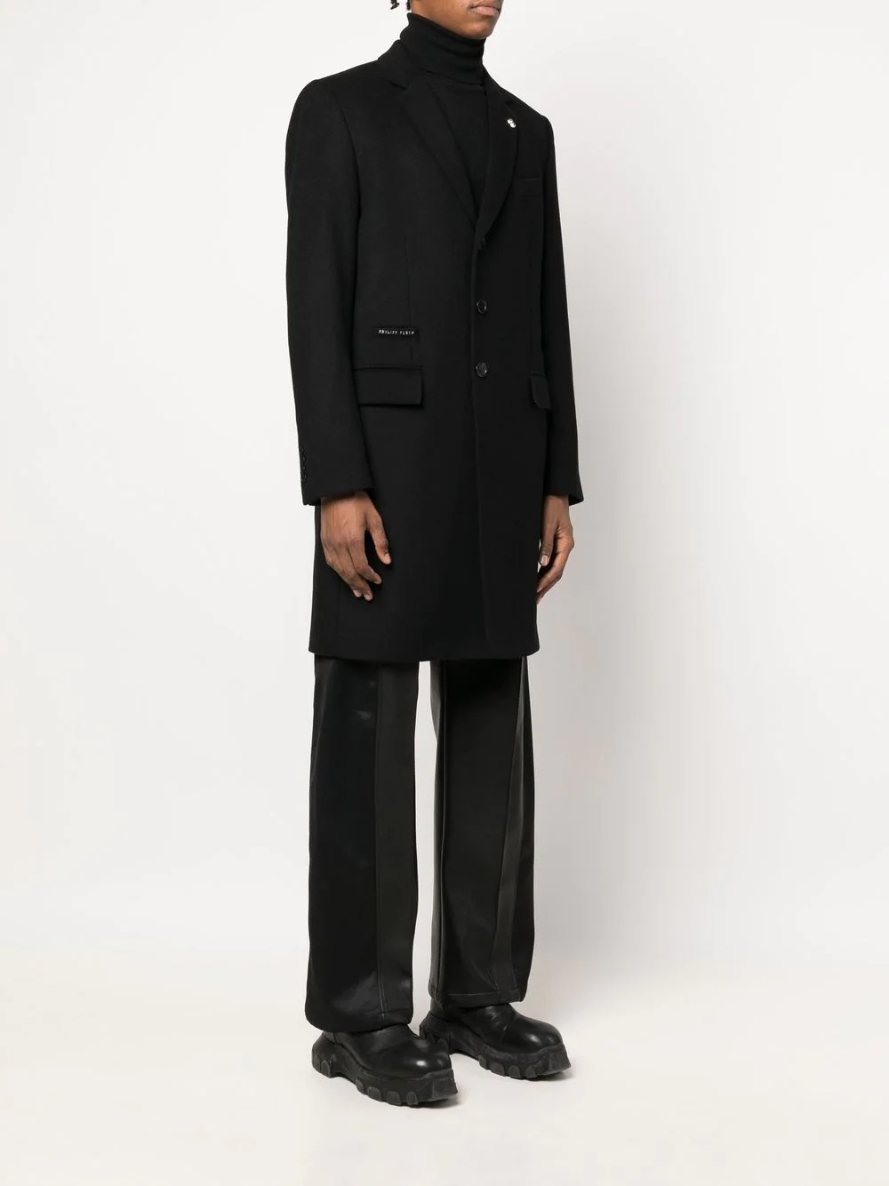 single-breasted wool-cashmere coat - 3