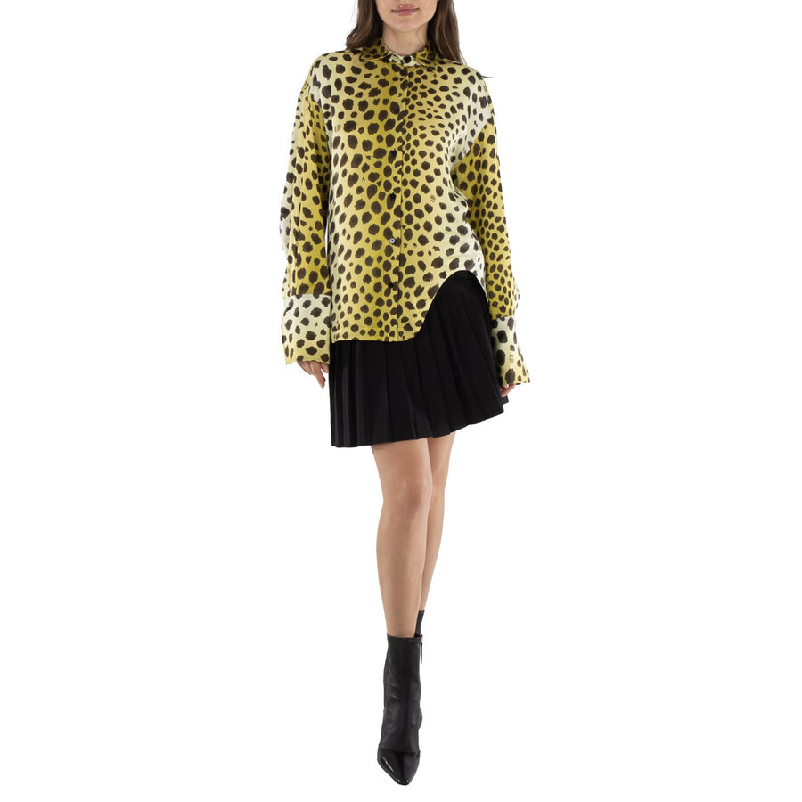 MM6 Ladies Black Asymmetric Pleated Miniskirt - 6