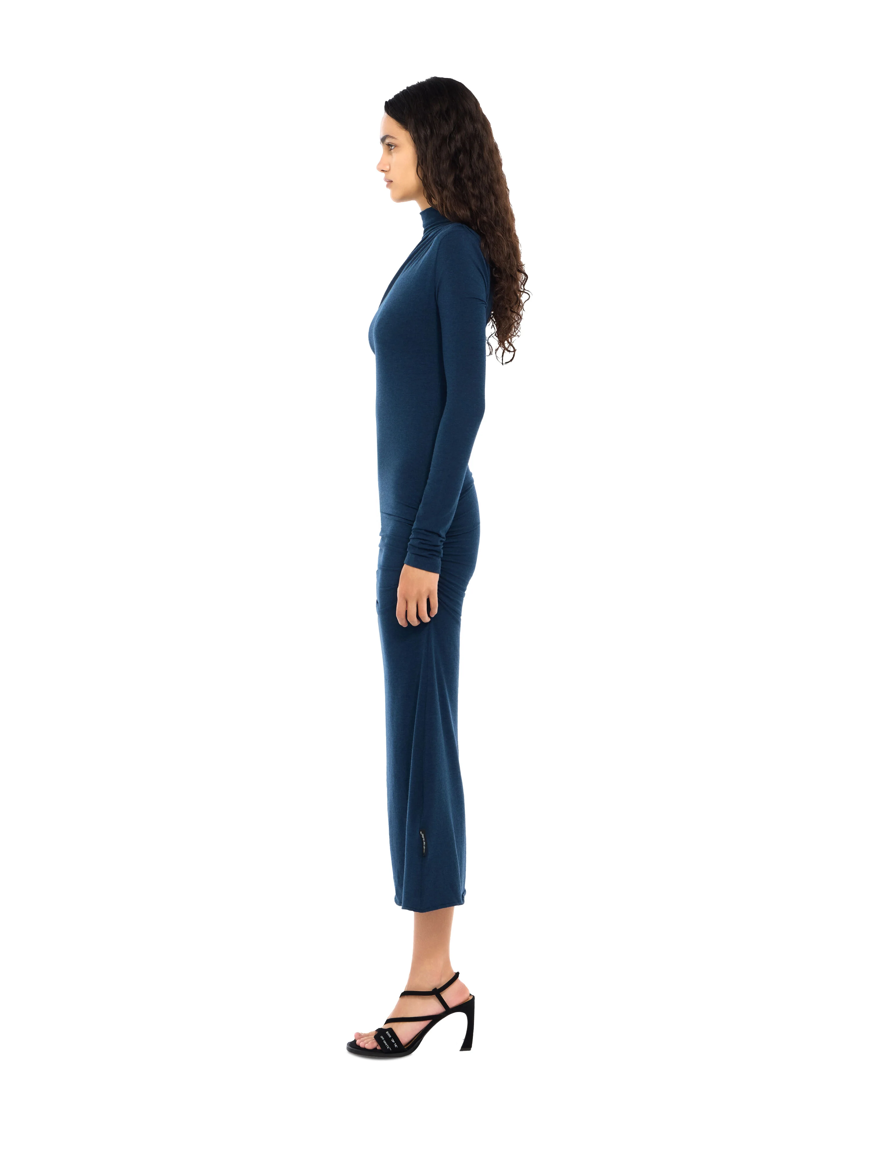 Draped Turtleneck Midi Dress - 1