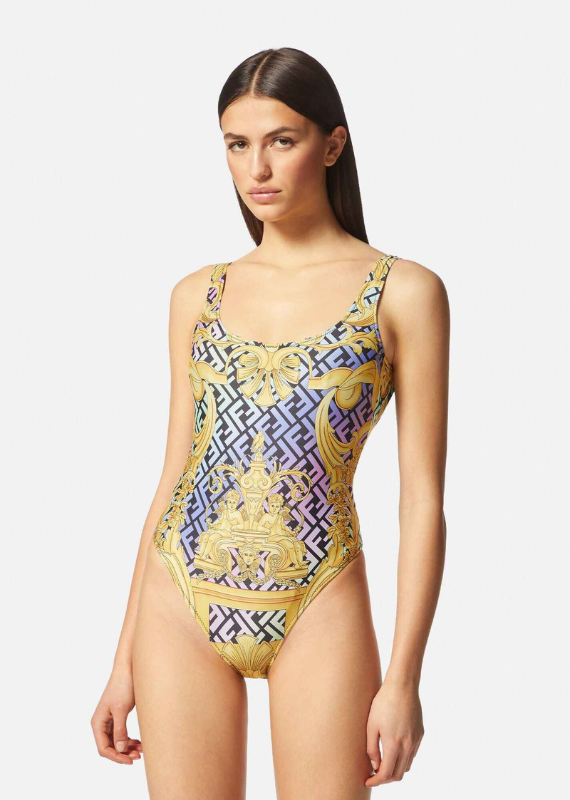 VERSACE Fendace Gold Baroque One-Piece Swimsuit outlook