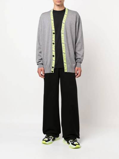 MSGM logo-print virgin wool cardigan outlook