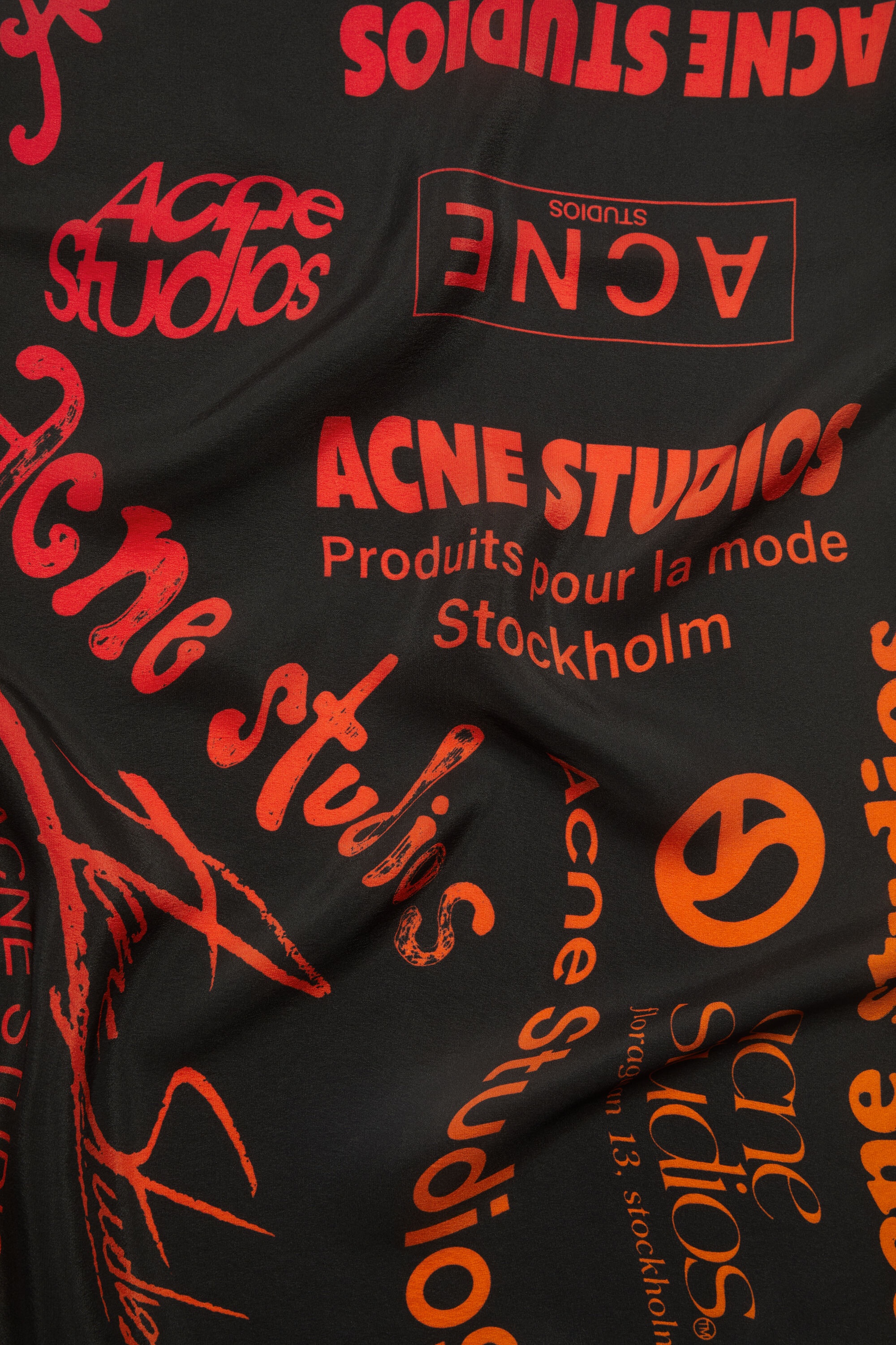 Brand logo silk scarf - Black - 5