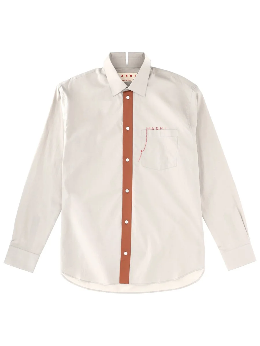 SHIRT WITH BREAST POCKET AND EMBROIDERED LOGO DETAIL - 1