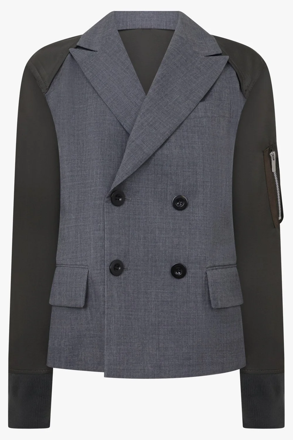 SUIT JACKET WITH CONTRAST SLEEVE | GREY/KHAKI - 1