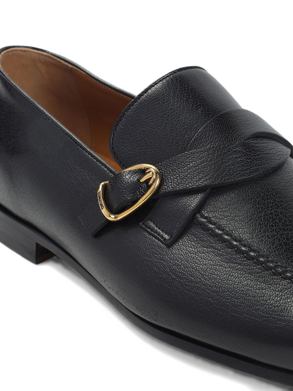 buckle-detail leather loafers - 3