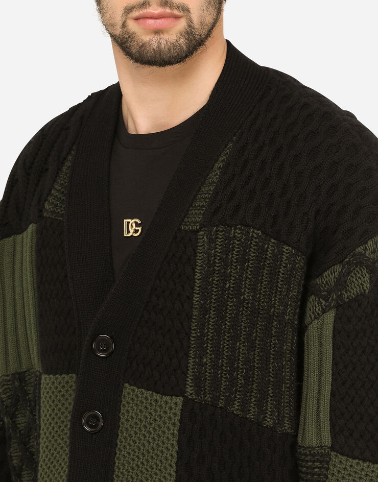 Wool patchwork cardigan - 4