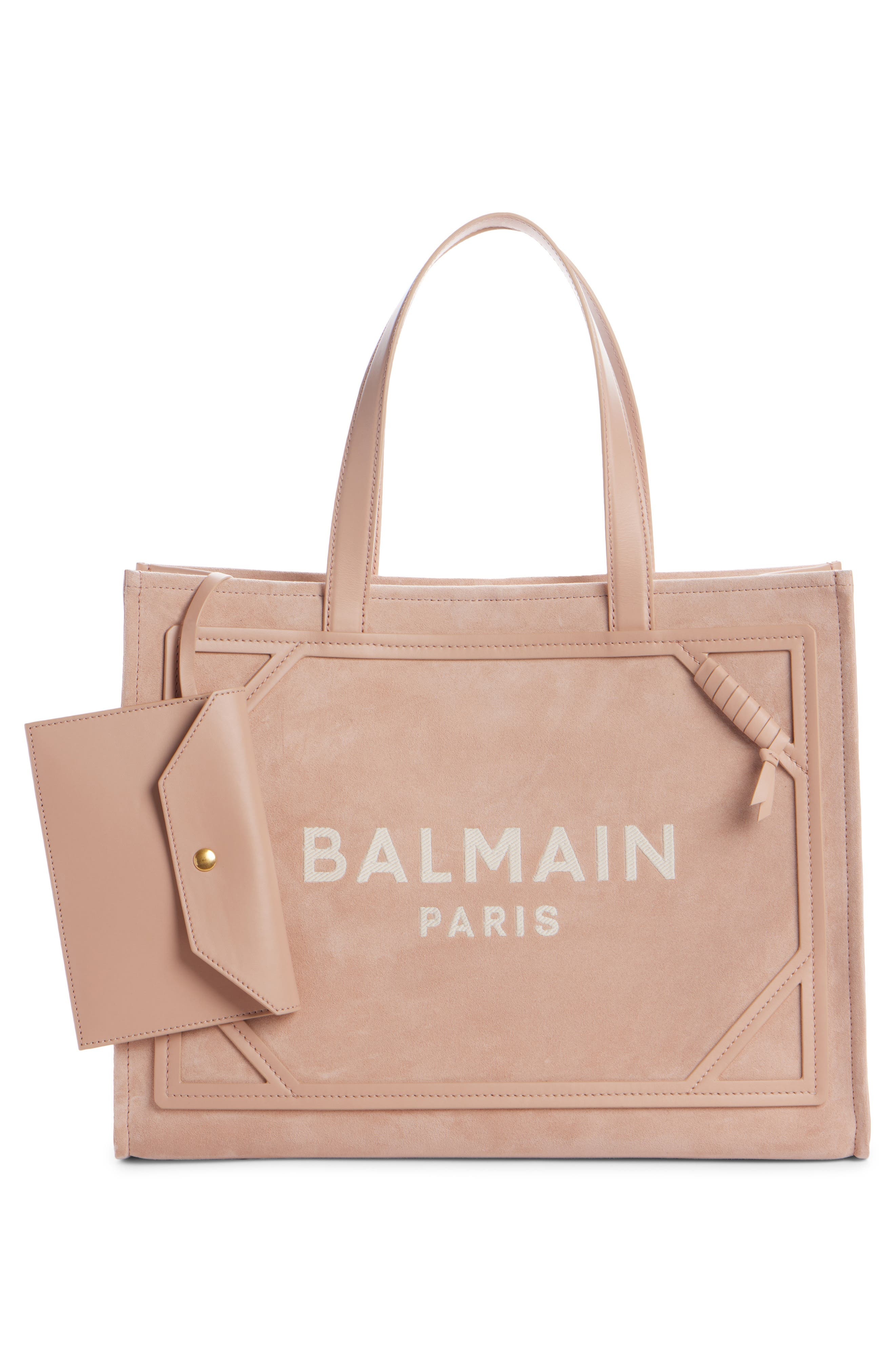 Balmain Medium B-Army Suede Shopper Tote in 0Dx Light Pink at Nordstrom - 6