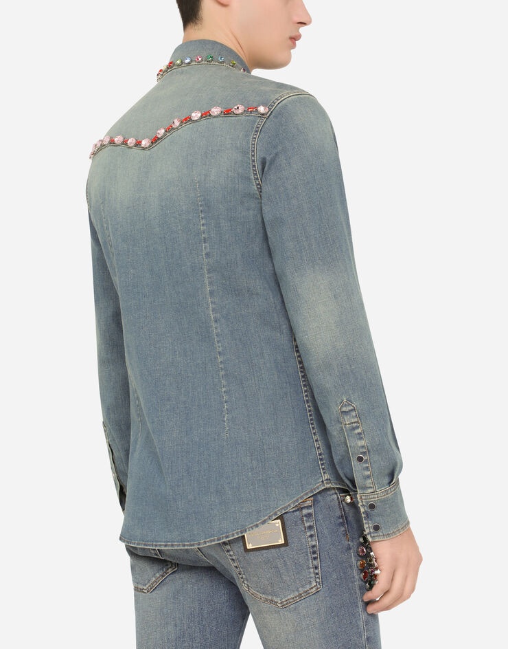 Denim shirt with crystal embellishment - 5