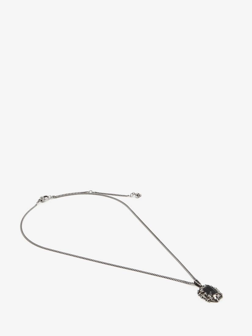 Men's Ivy Skull Necklace in Antique Silver - 2