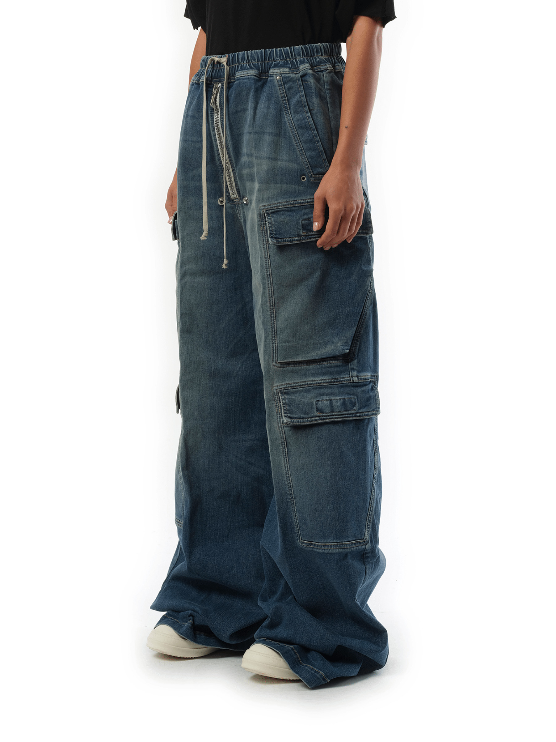 Denim Double Cargo Jumbo Belas in Washed Indigo - 5