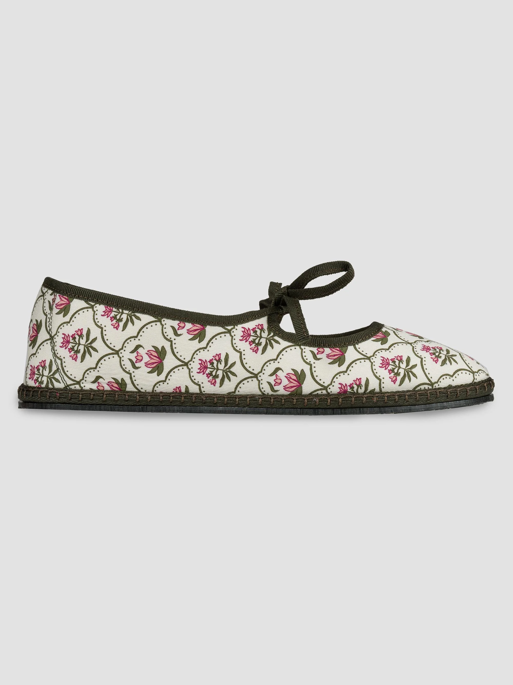 Women's Brigitte Lotus Embroidered-Cotton Mary Janes - Lotus - 1