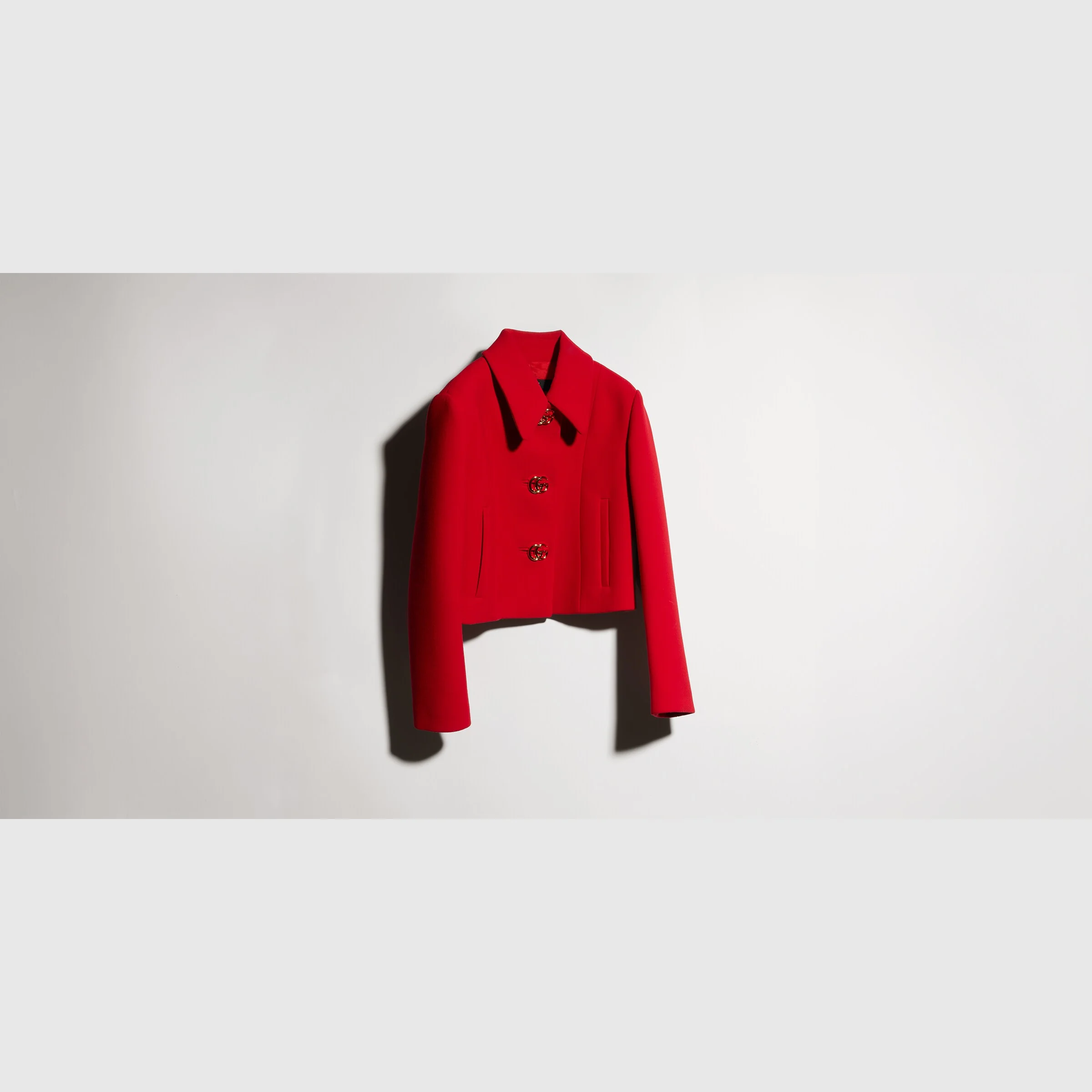 Crêpe wool jacket with Double G button - 1