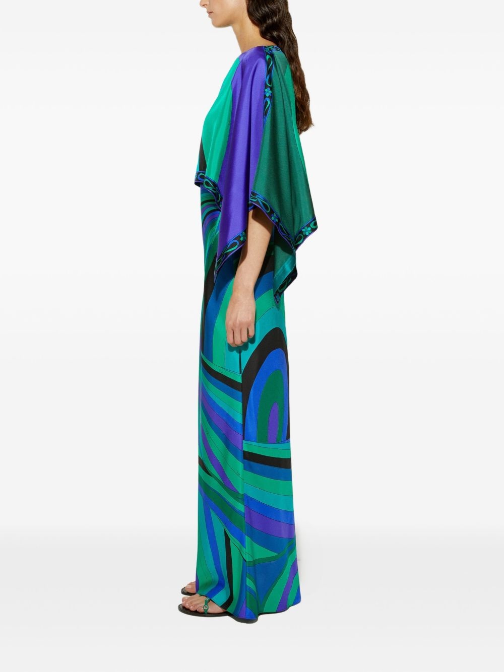 Iride-print cape dress - 3