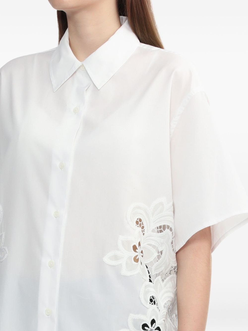 floral lace-insert shirt - 5