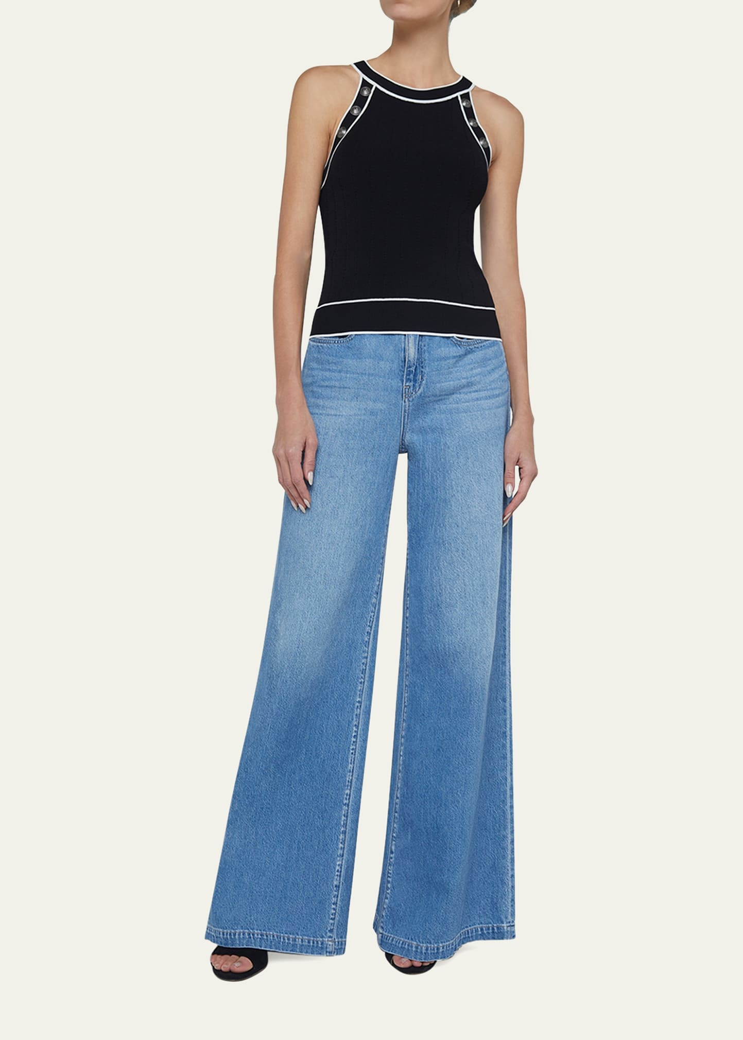 Rosemary High-Neck Button Tank Top - 2
